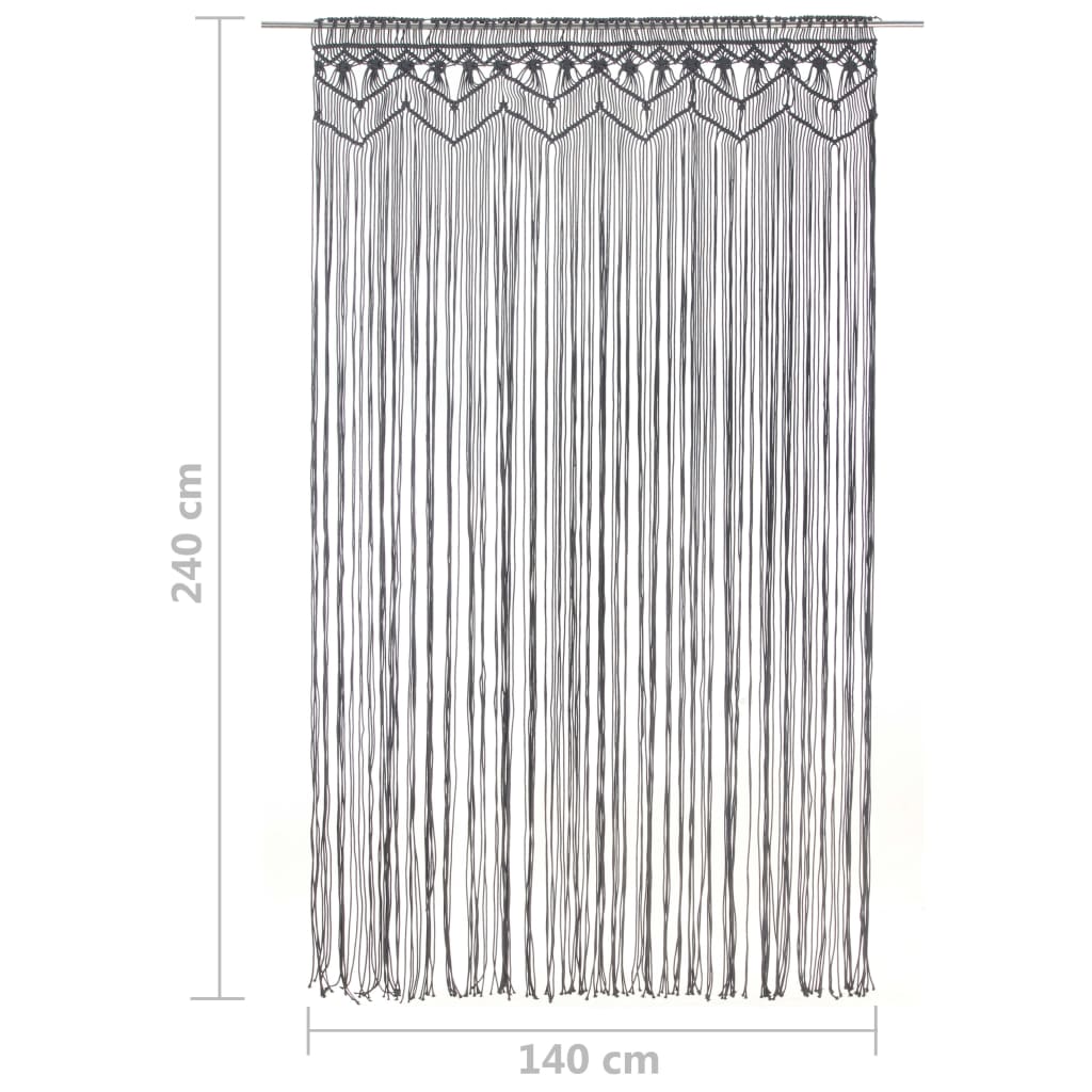 antracitszürke makramé pamutfüggöny 140 x 240 cm