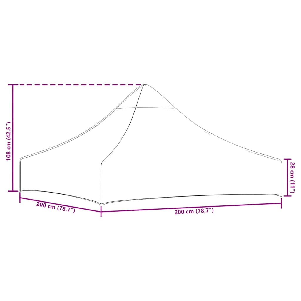 krémszínű tető partisátorhoz 2 x 2 m 270 g/m²