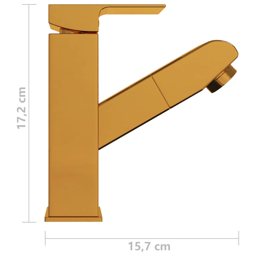 aranyszínű kihúzható fürdőszobai mosdócsaptelep 157 x 172 mm