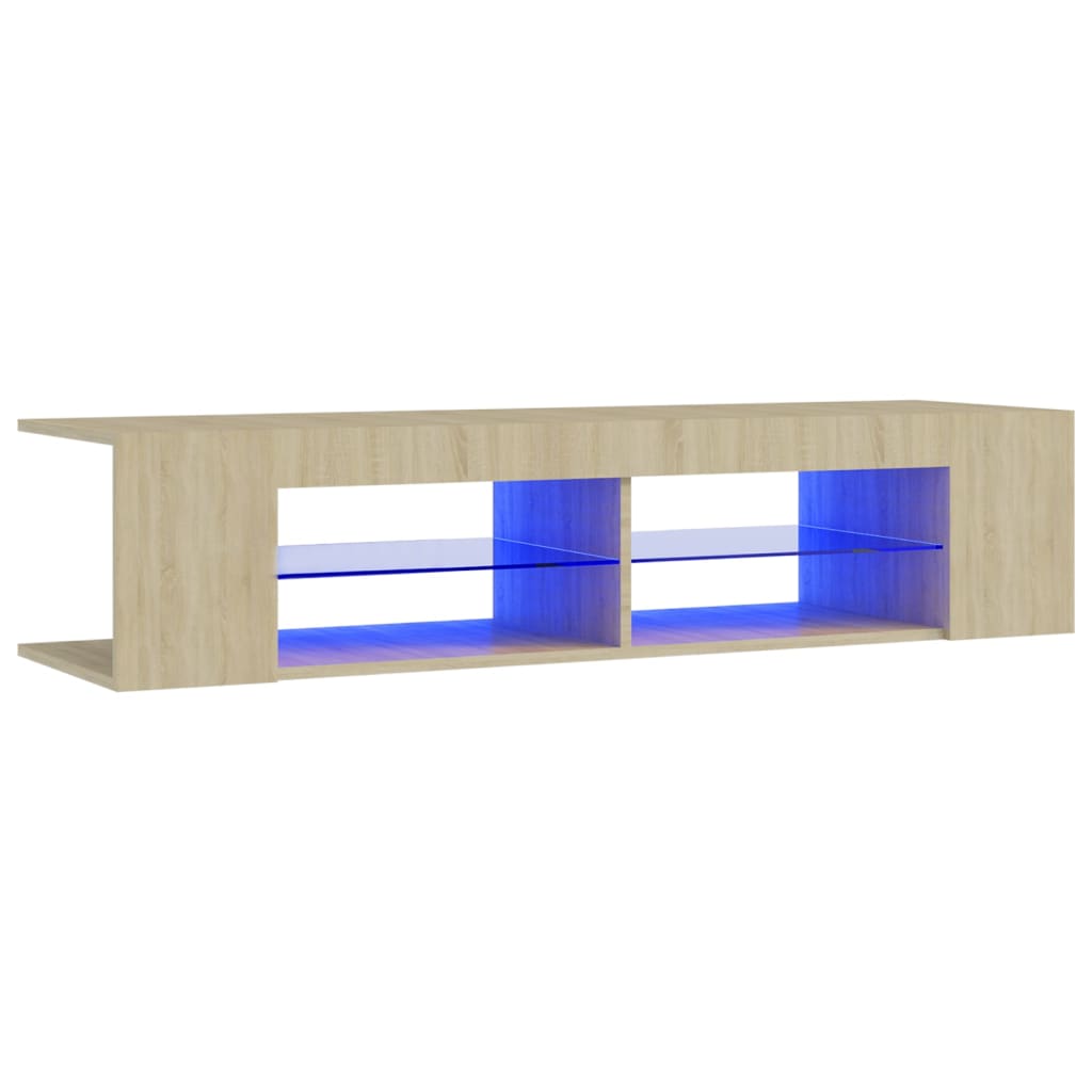 sonoma tölgy színű TV-szekrény LED-lámpákkal 135 x 39 x 30 cm
