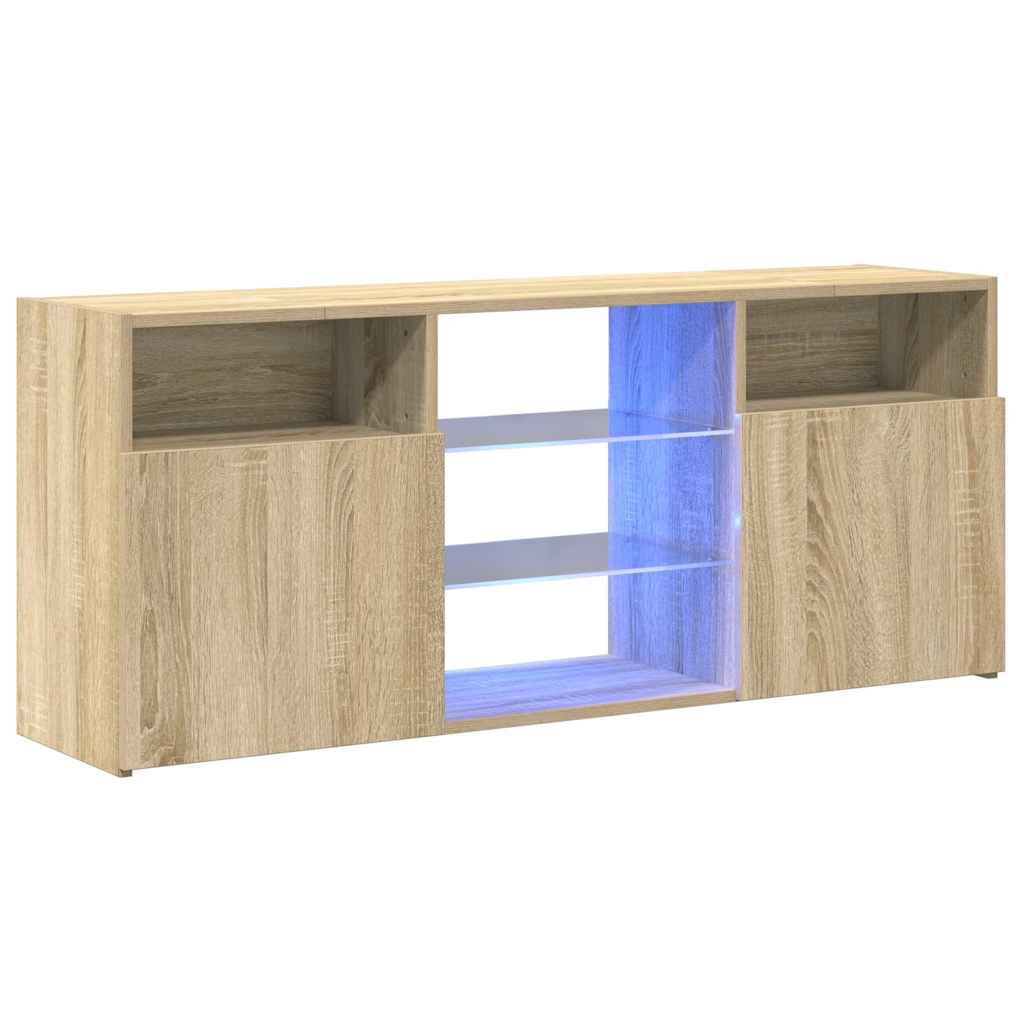 sonoma tölgy színű TV-szekrény LED lámpákkal 120x30x50 cm
