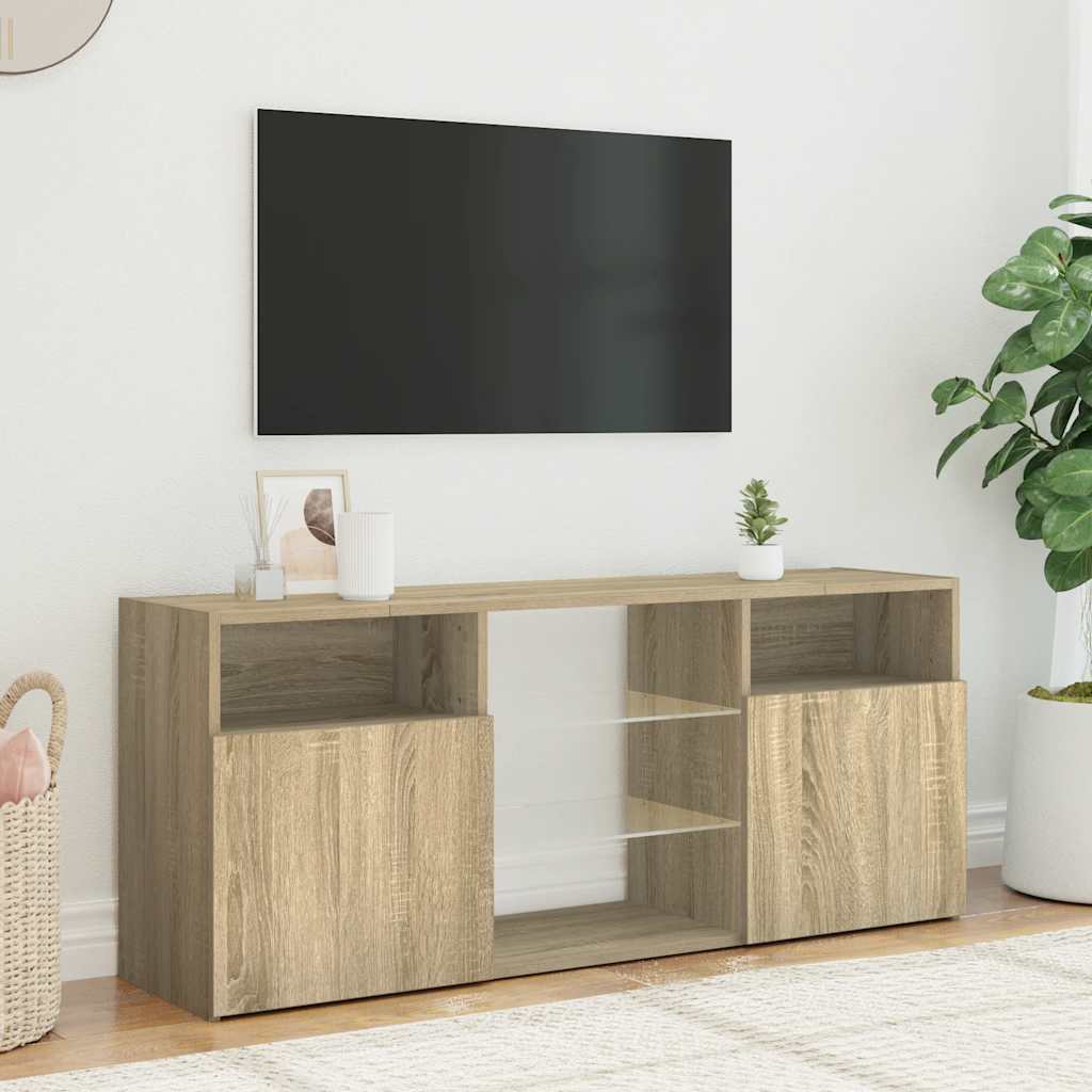 sonoma tölgy színű TV-szekrény LED lámpákkal 120x30x50 cm