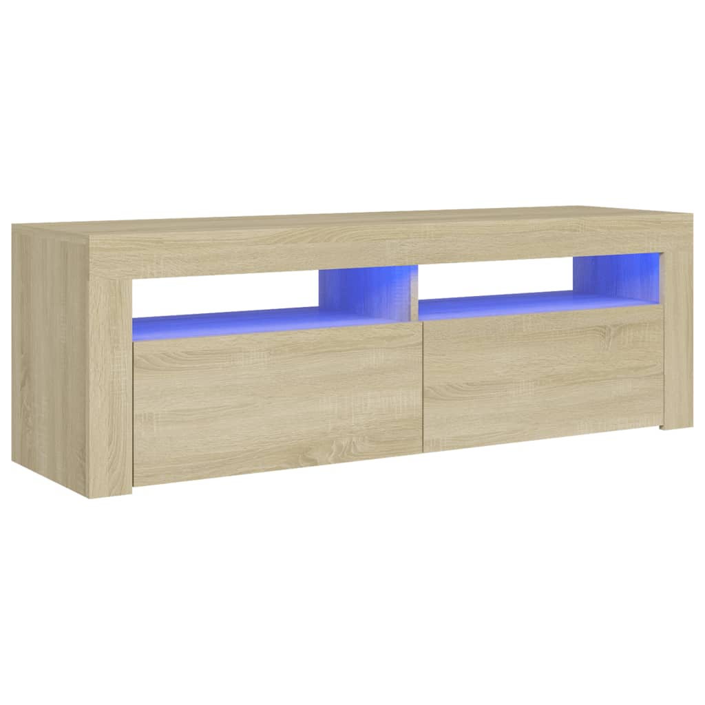 sonoma tölgy színű TV-szekrény LED-lámpákkal 120 x 35 x 40 cm
