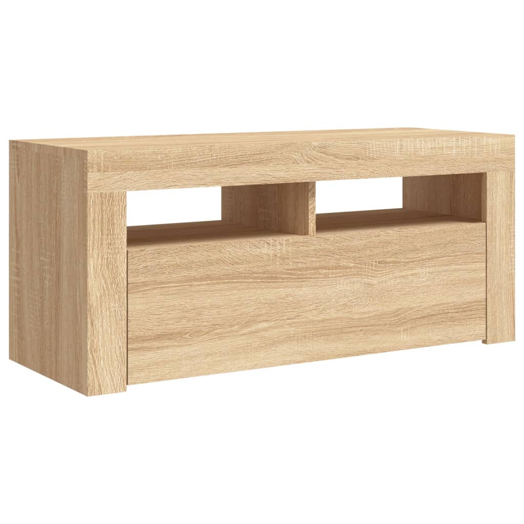 sonoma tölgy színű TV-szekrény LED-világítással 90 x 35 x 40 cm