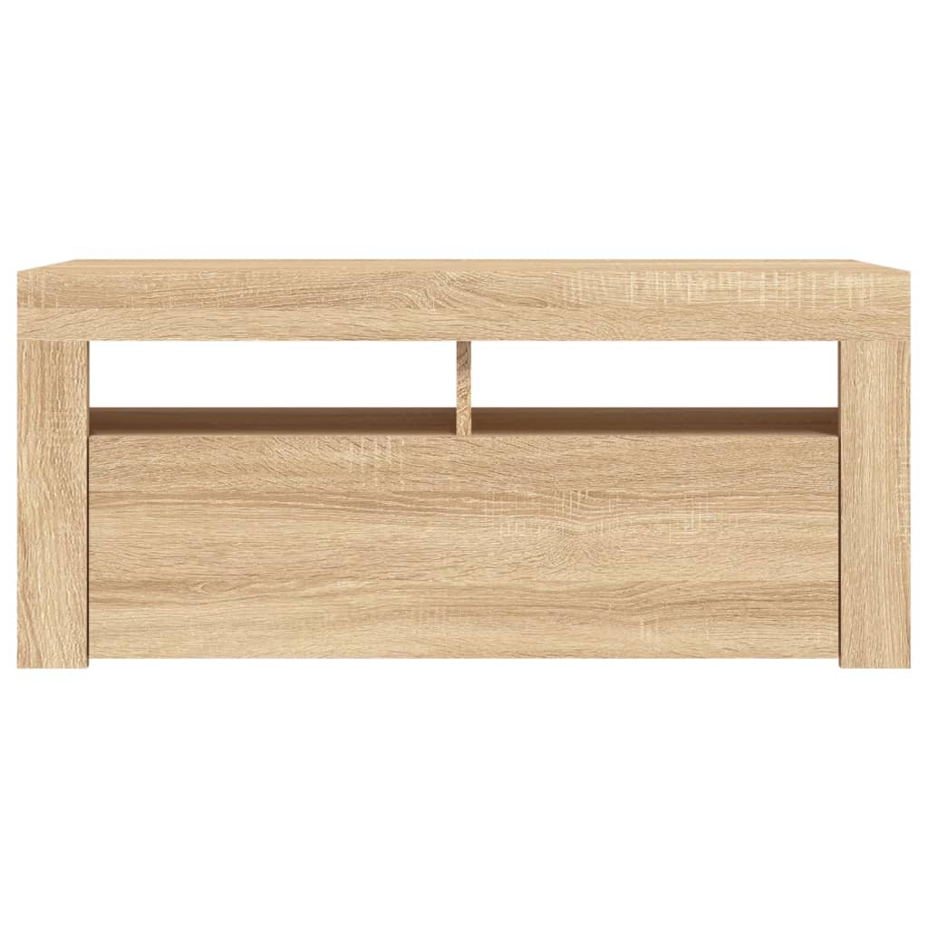 sonoma tölgy színű TV-szekrény LED-világítással 90 x 35 x 40 cm