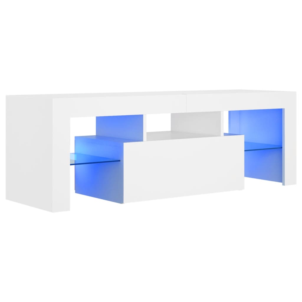 fehér TV-szekrény LED-lámpákkal 120 x 35 x 40 cm