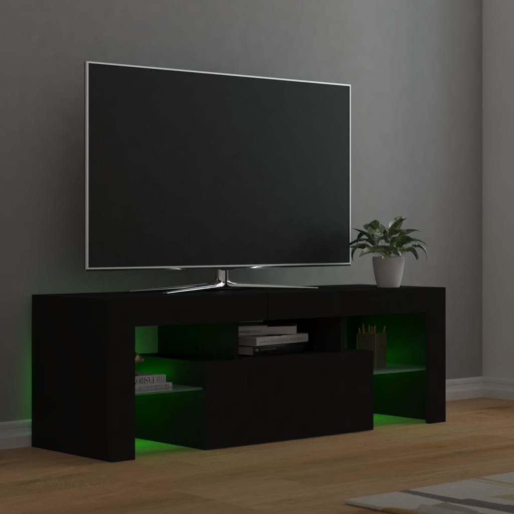 fekete TV-szekrény LED-világítással 120 x 35 x 40 cm