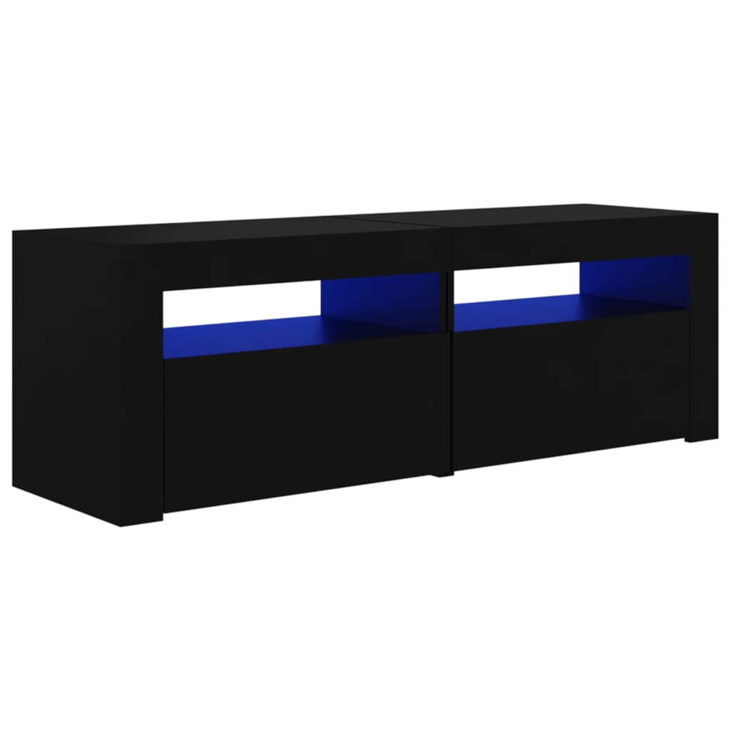 fekete TV-szekrény LED-lámpákkal 120 x 35 x 40 cm