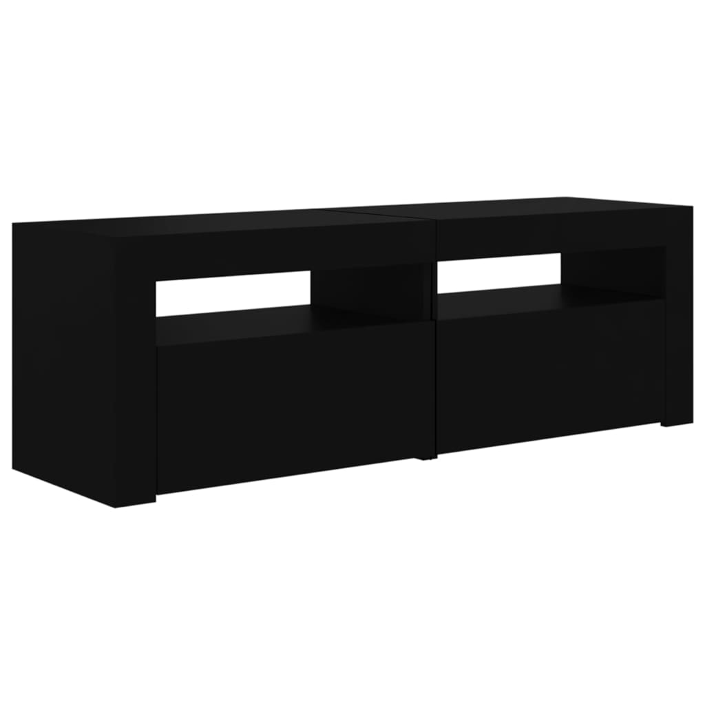 fekete TV-szekrény LED-lámpákkal 120 x 35 x 40 cm