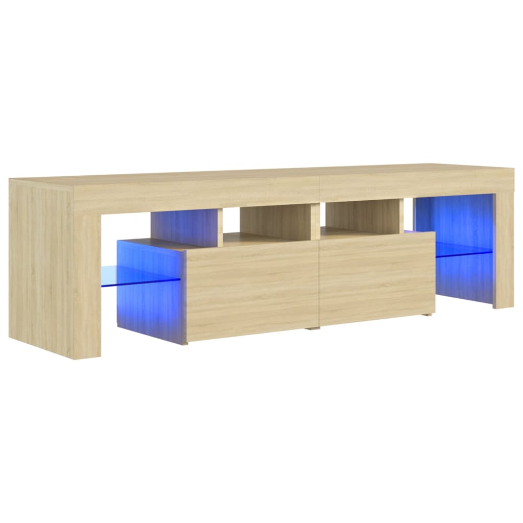sonoma tölgy színű TV-szekrény LED-lámpákkal 140 x 36,5 x 40 cm