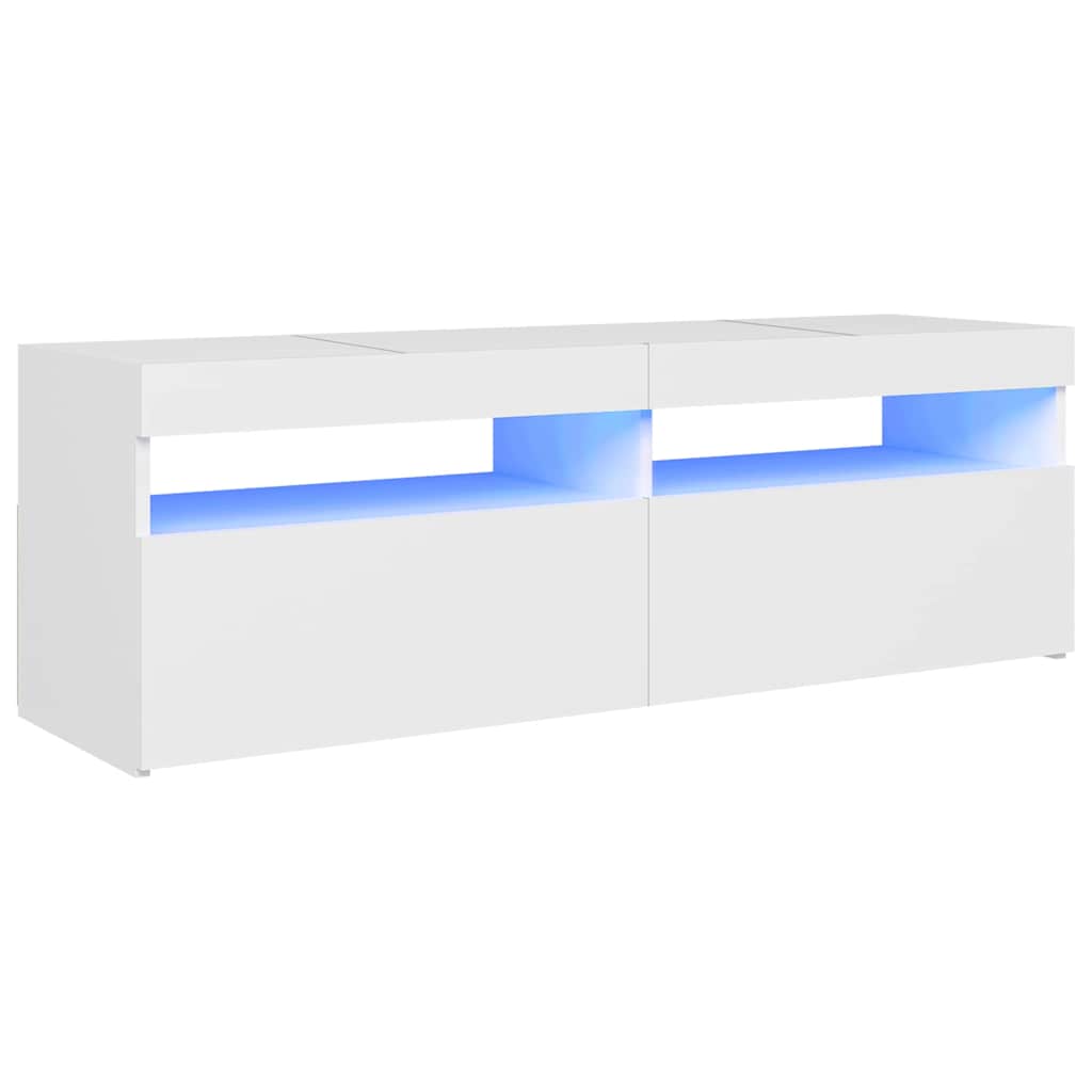 fehér TV-szekrény LED-lámpákkal 120 x 35 x 40 cm