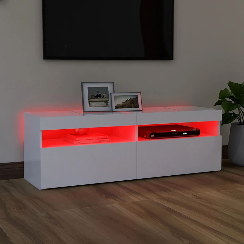 fehér TV-szekrény LED-lámpákkal 120 x 35 x 40 cm