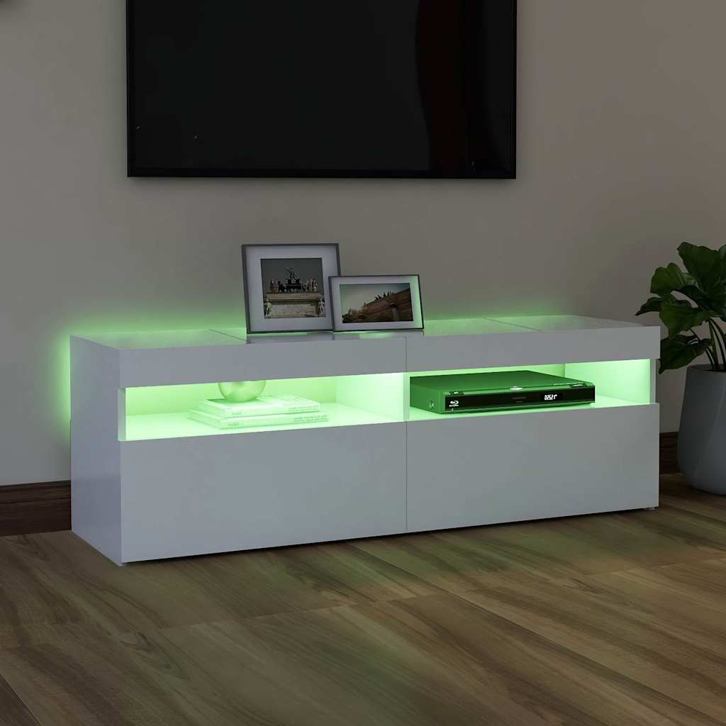 fehér TV-szekrény LED-lámpákkal 120 x 35 x 40 cm