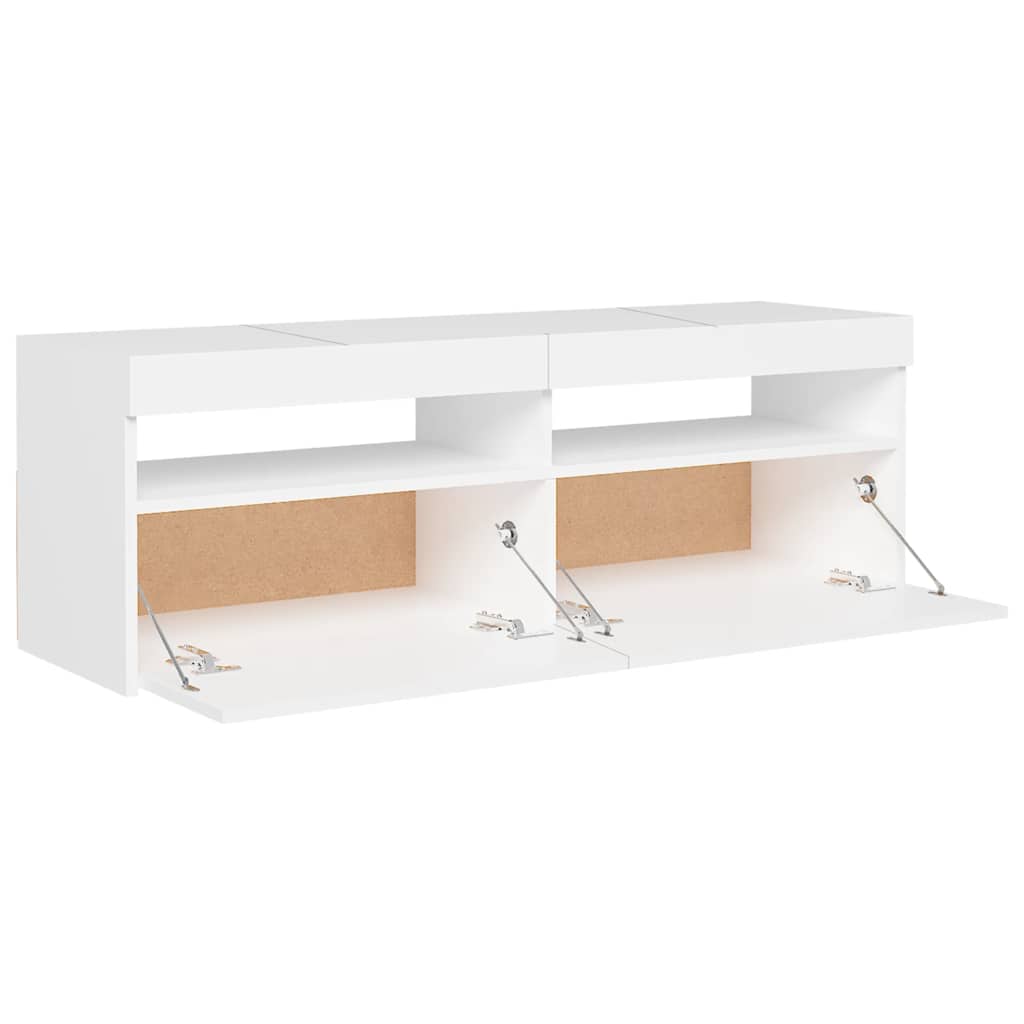 fehér TV-szekrény LED-lámpákkal 120 x 35 x 40 cm