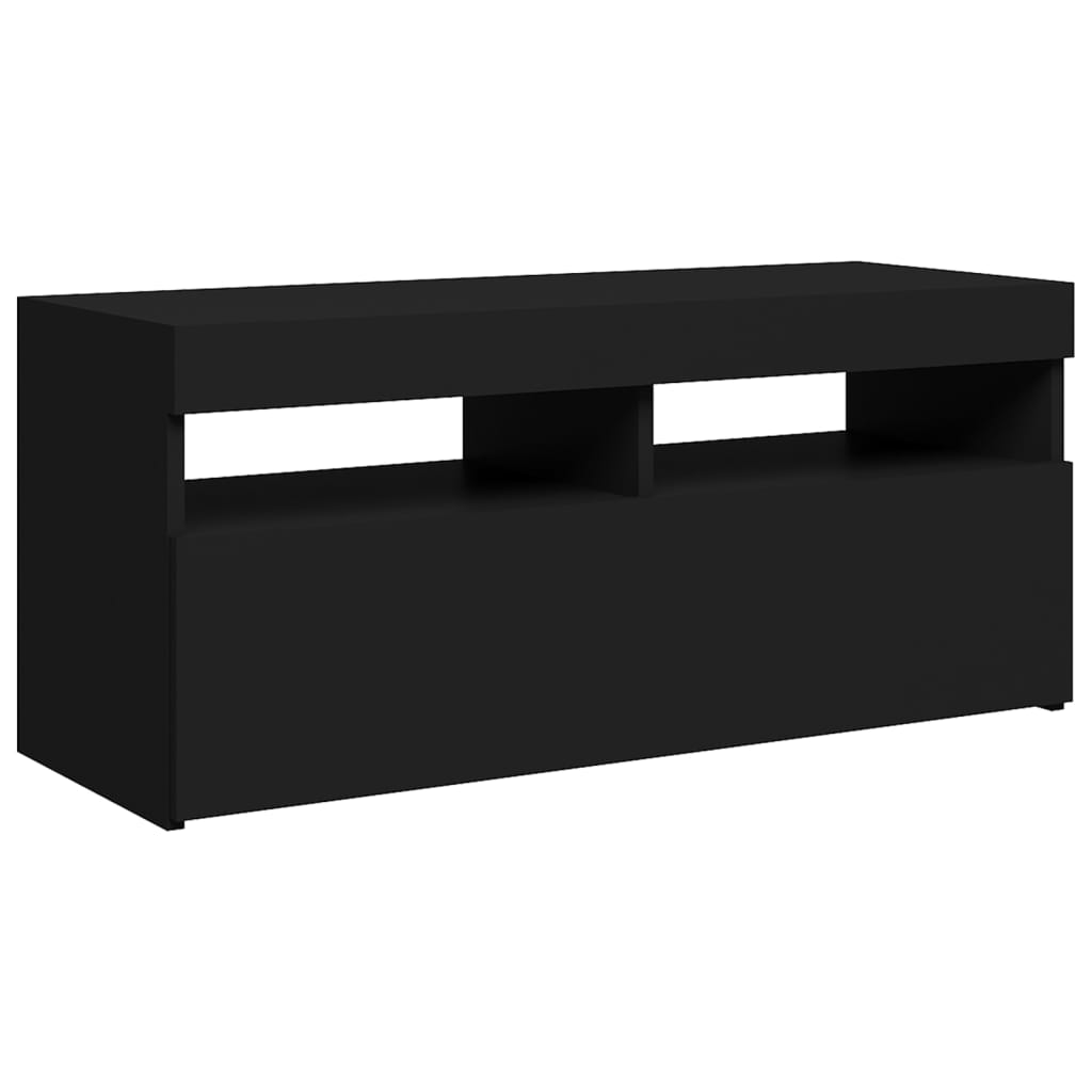 fekete TV-szekrény LED-világítással 90x35x40 cm