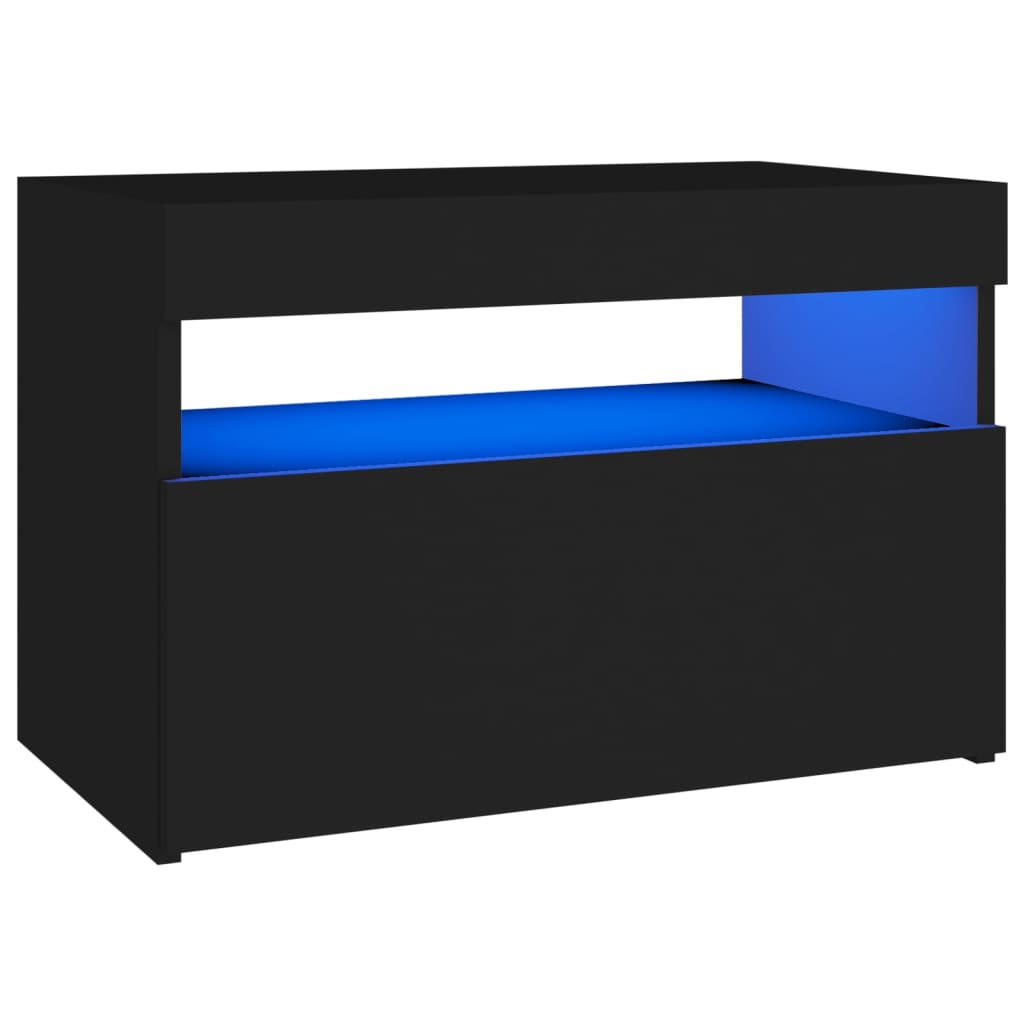 fekete TV-szekrény LED-lámpákkal 60 x 35 x 40 cm