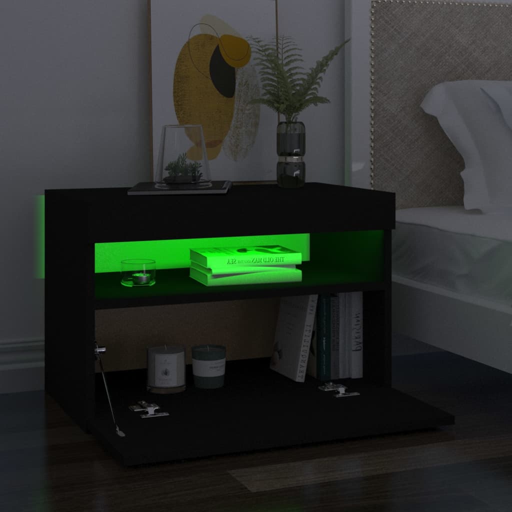 fekete TV-szekrény LED-lámpákkal 60 x 35 x 40 cm