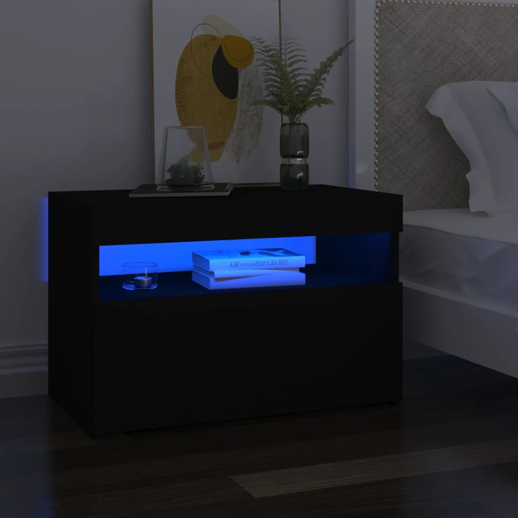 fekete TV-szekrény LED-lámpákkal 60 x 35 x 40 cm