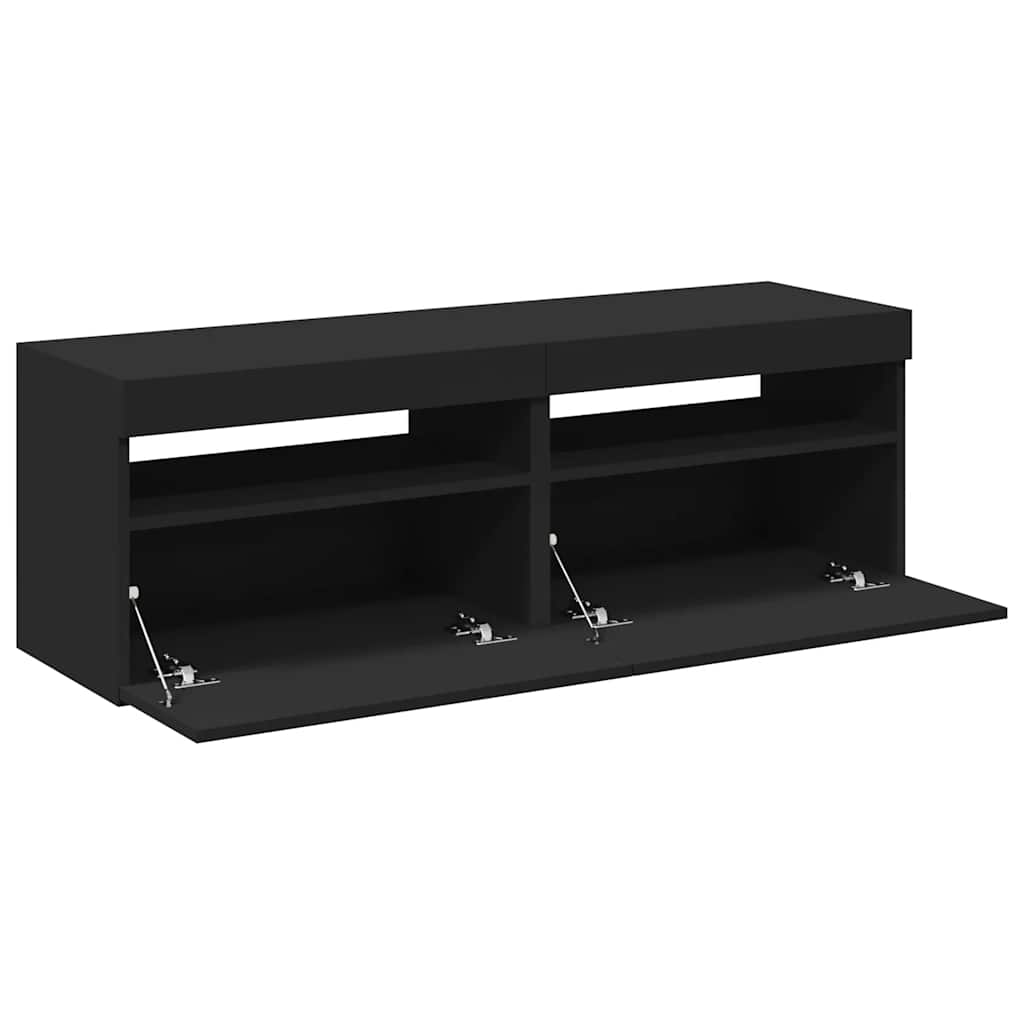 2 db fekete TV-szekrény LED-lámpákkal 60 x 35 x 40 cm