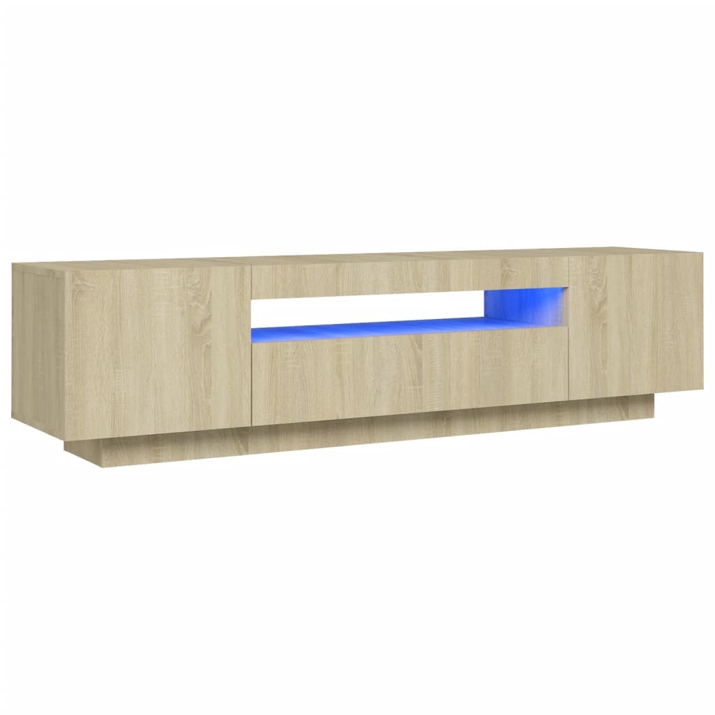 sonoma tölgy színű TV-szekrény LED-lámpákkal 160 x 35 x 40 cm