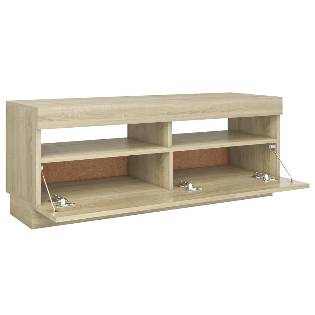 sonoma tölgy színű TV-szekrény LED-lámpákkal 100 x 35 x 40 cm