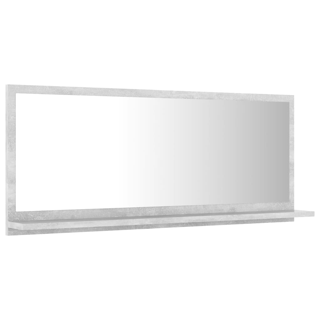betonszürke forgácslap fürdőszobai tükör 90 x 10,5 x 37 cm