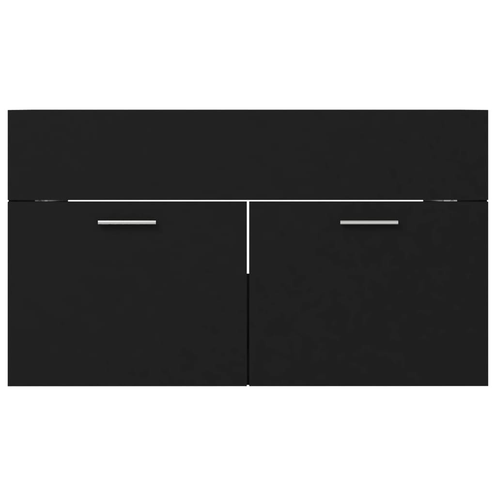 fekete szerelt fa mosdószekrény 80 x 38,5 x 46 cm