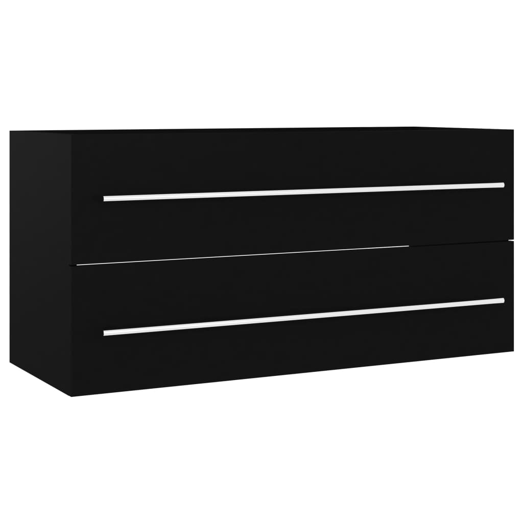 fekete szerelt fa mosdószekrény 100 x 38,5 x 48 cm