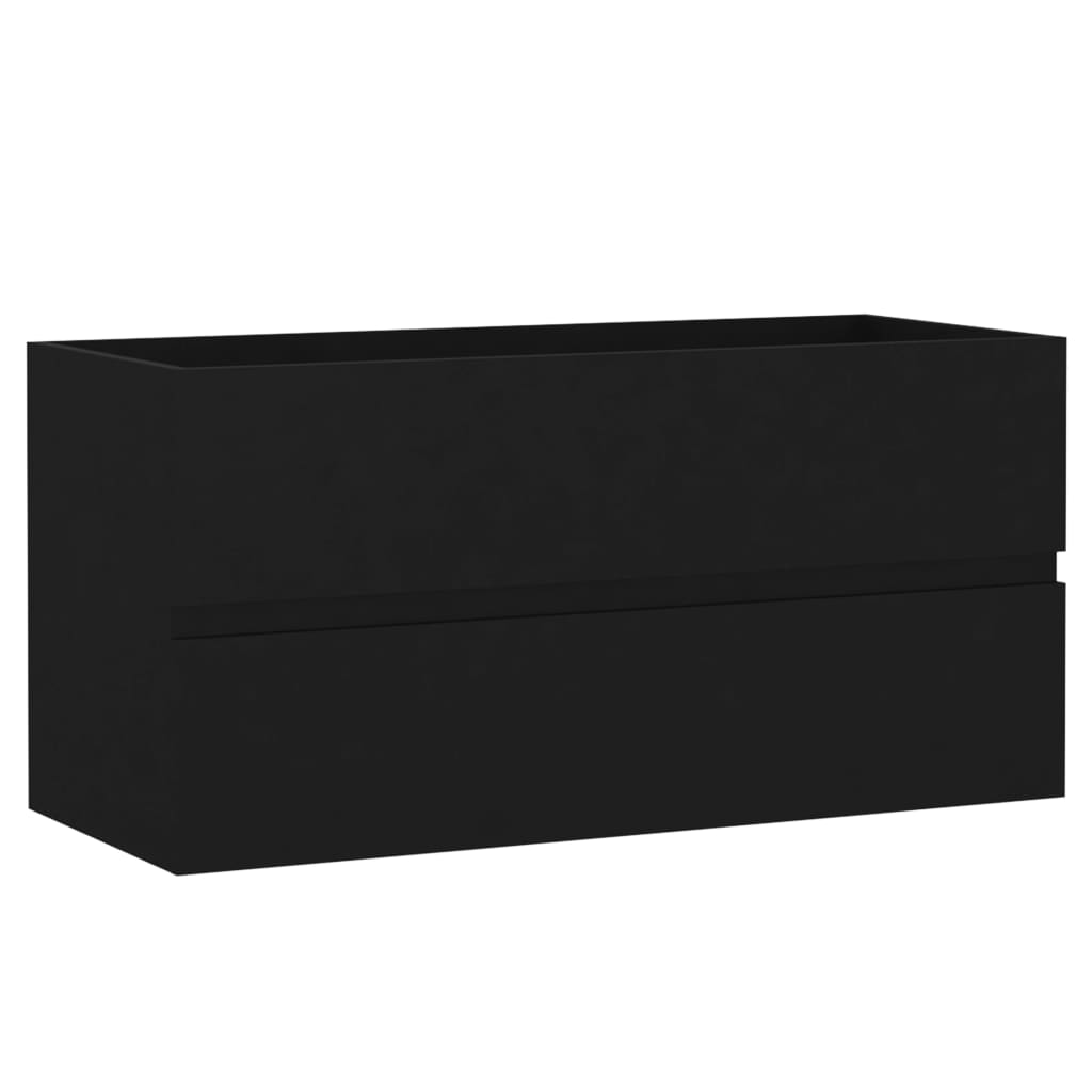 fekete szerelt fa mosdószekrény 90 x 38,5 x 45 cm