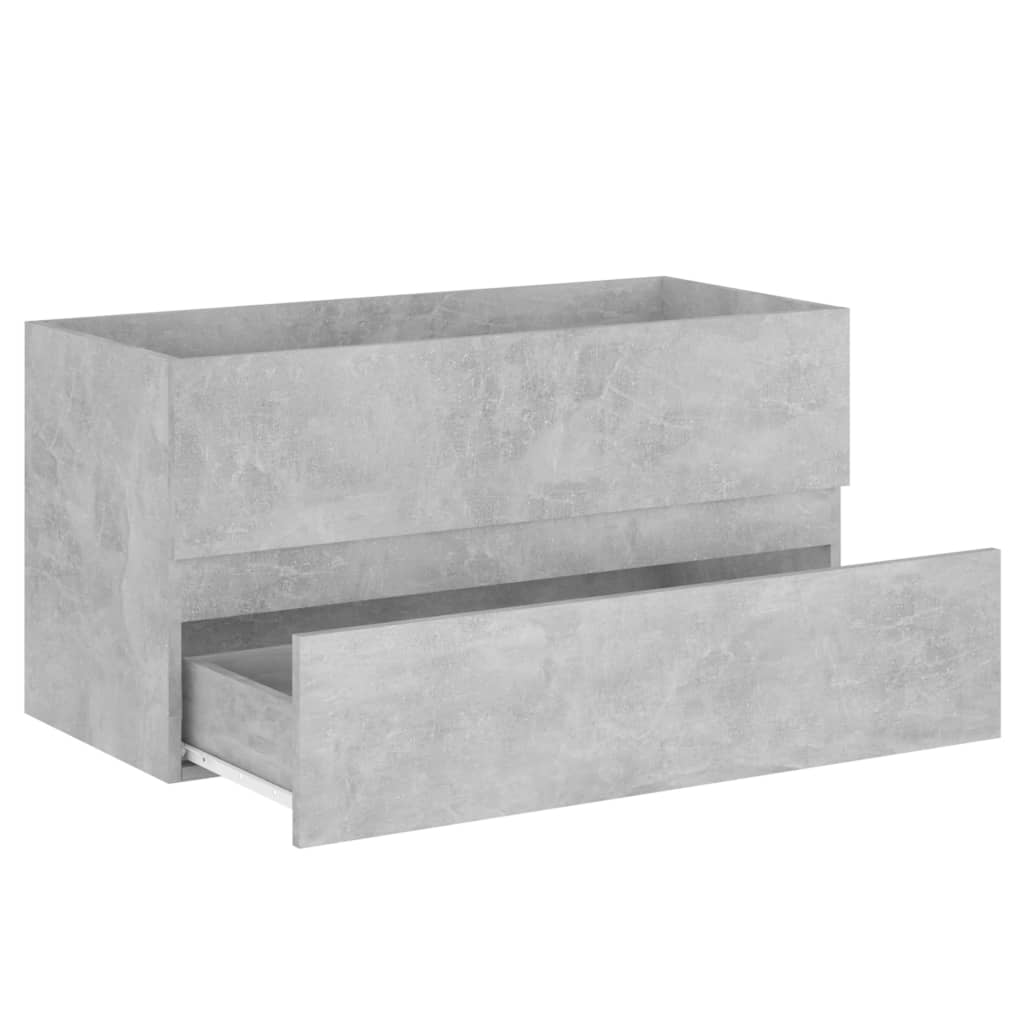 betonszürke szerelt fa mosdószekrény 90 x 38,5 x 45 cm