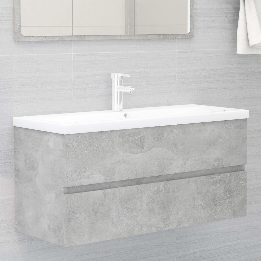 betonszürke szerelt fa mosdószekrény 100 x 38,5 x 45 cm