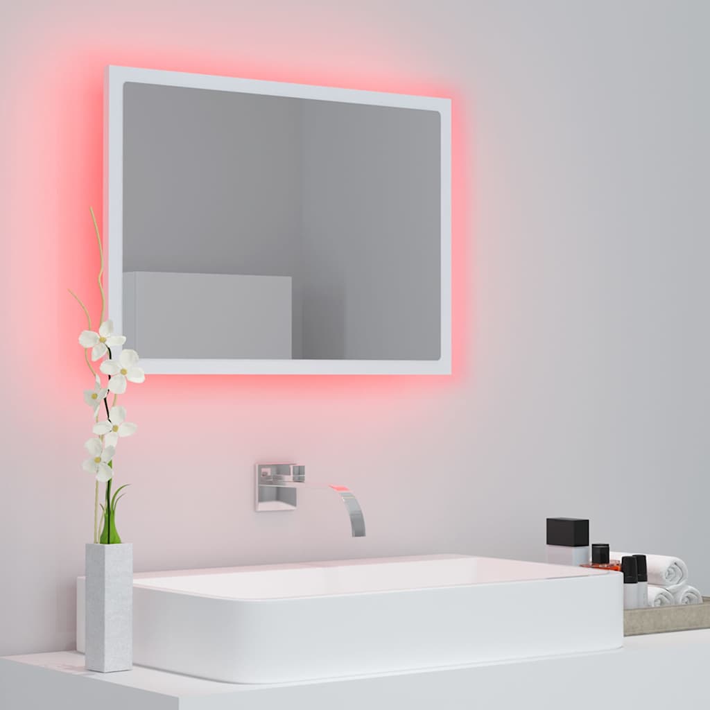 fehér akril LED-es fürdőszobai tükör 60 x 8,5 x 37 cm