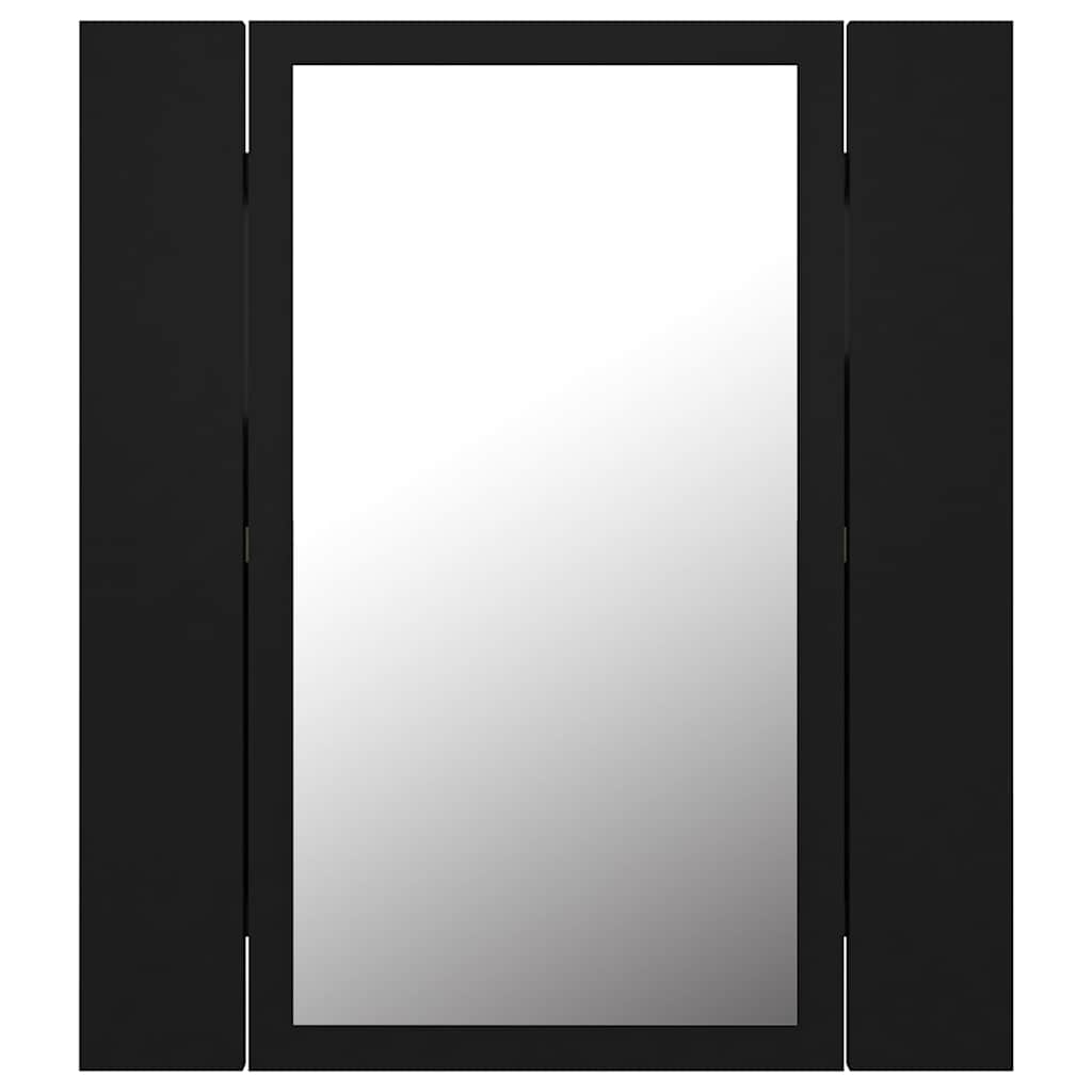 fekete akril LED-es fürdőszobaszekrény tükörrel 40x12x45 cm