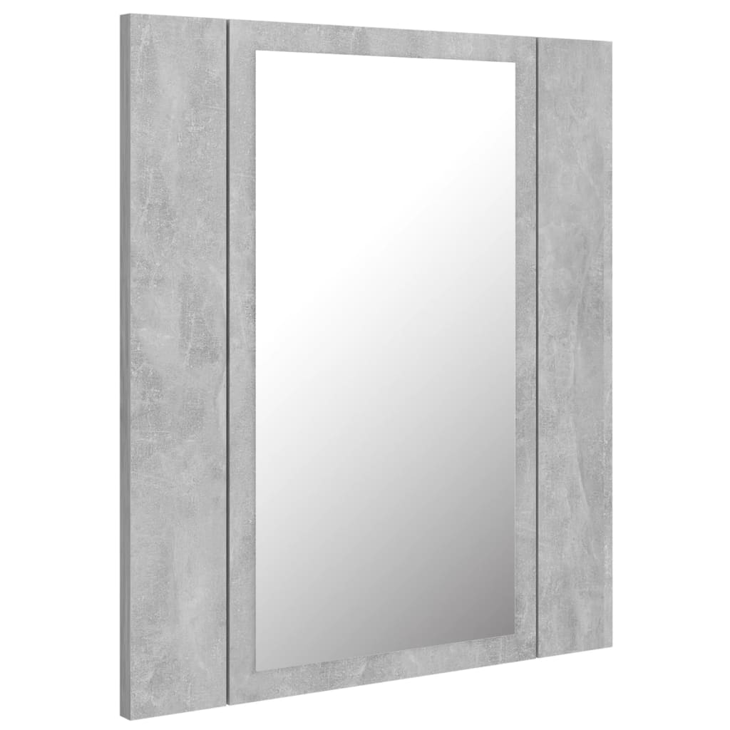 betonszürke akril LED-es tükrös fürdőszobaszekrény 40x12x45 cm