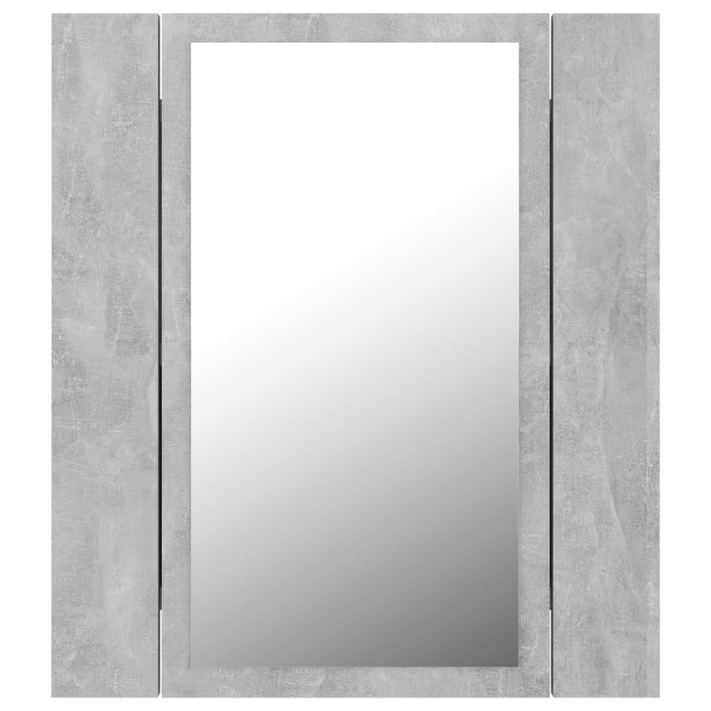 betonszürke akril LED-es tükrös fürdőszobaszekrény 40x12x45 cm