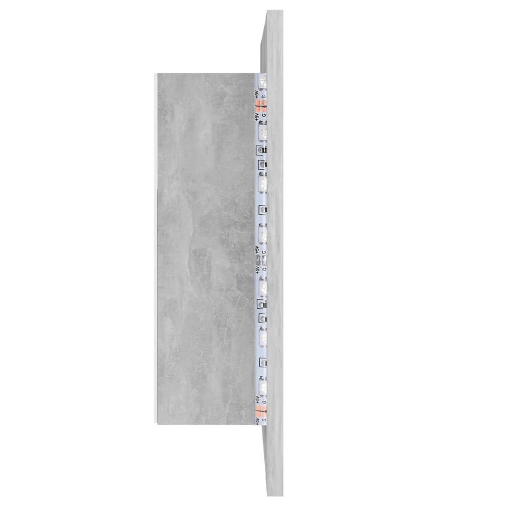 betonszürke akril LED-es tükrös fürdőszobaszekrény 40x12x45 cm