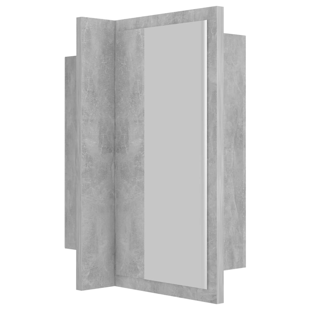 betonszürke akril LED-es tükrös fürdőszobaszekrény 40x12x45 cm