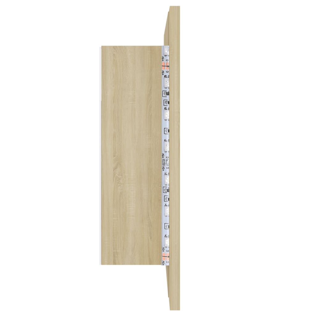 tölgyszínű akril LED-es tükrös fürdőszobaszekrény 60x12x45 cm