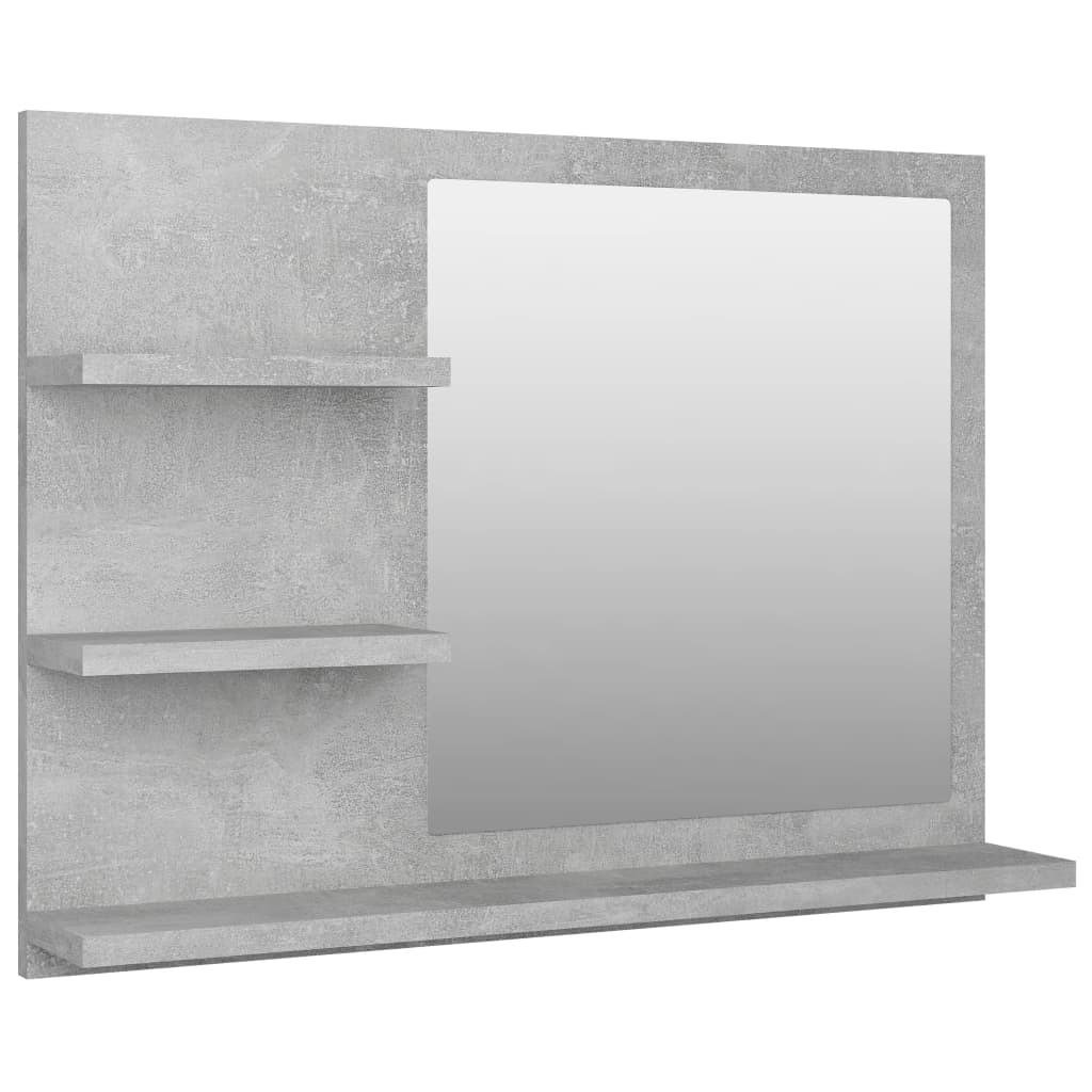 betonszürke szerelt fa fürdőszobai tükör 60 x 10,5 x 45 cm
