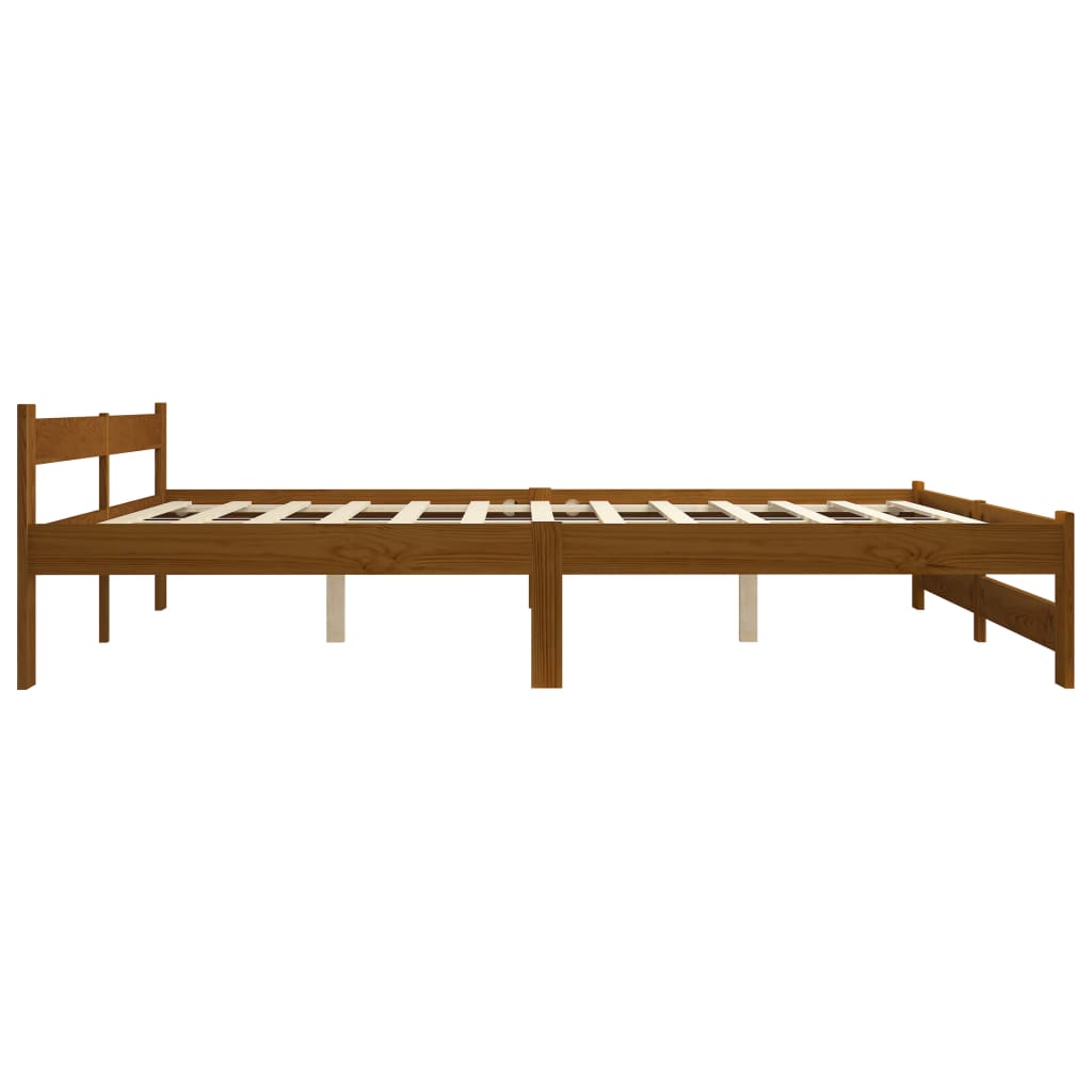 mézbarna tömör fenyőfa ágykeret matrac nélkül 200 x 200 cm