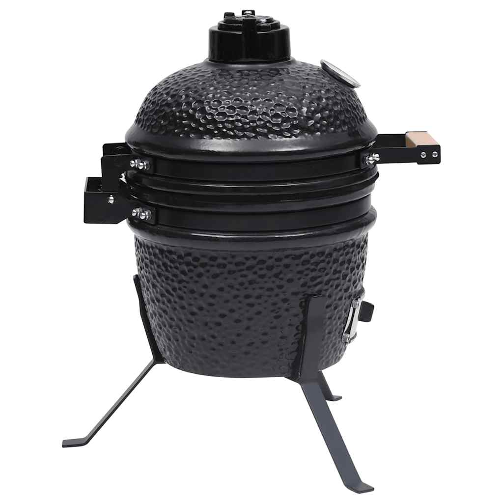 fekete kerámia 2 az 1-ben Kamado grillsütő füstölővel 56 cm