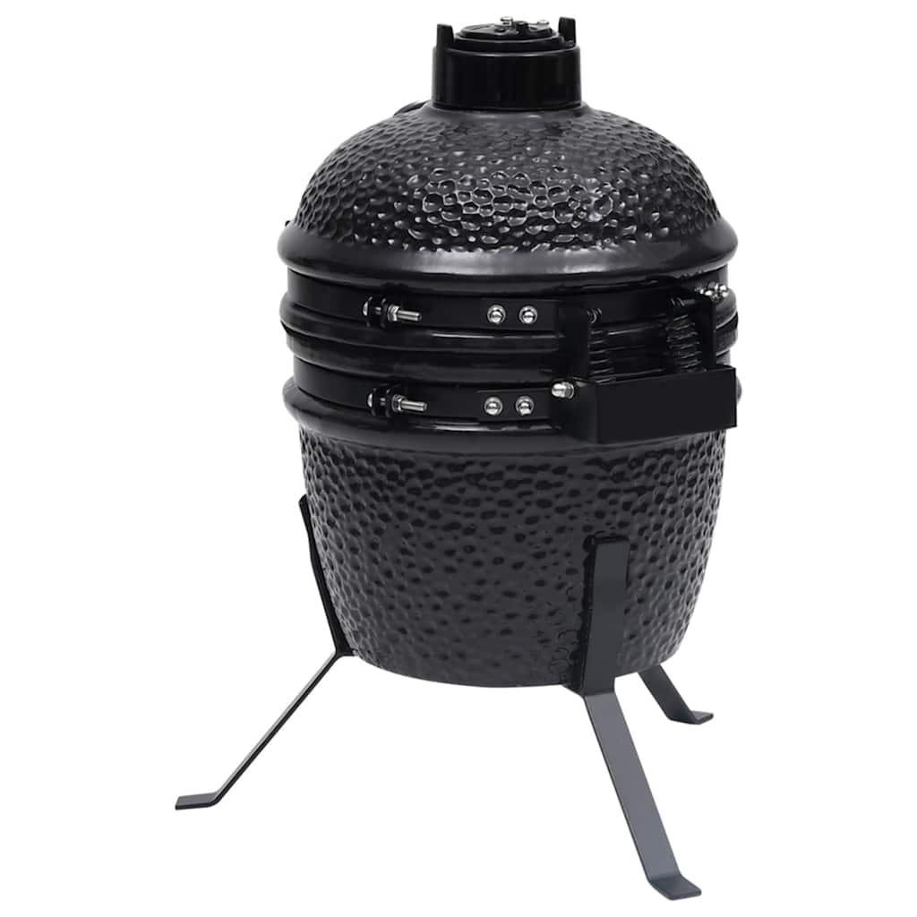 fekete kerámia 2 az 1-ben Kamado grillsütő füstölővel 56 cm