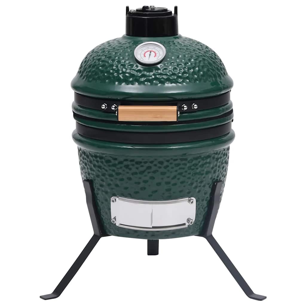 zöld kerámia 2 az 1-ben Kamado grillsütő füstölővel 56 cm