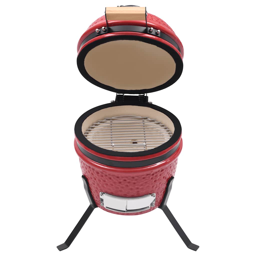 piros kerámia 2 az 1-ben Kamado grillsütő füstölővel 56 cm