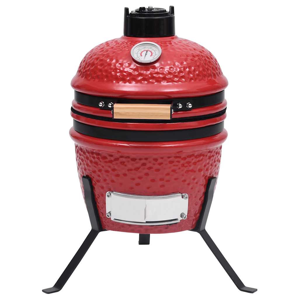 piros kerámia 2 az 1-ben Kamado grillsütő füstölővel 56 cm