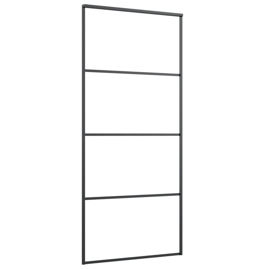fekete alumínium és ESG üveg tolóajtó 90 x 205 cm