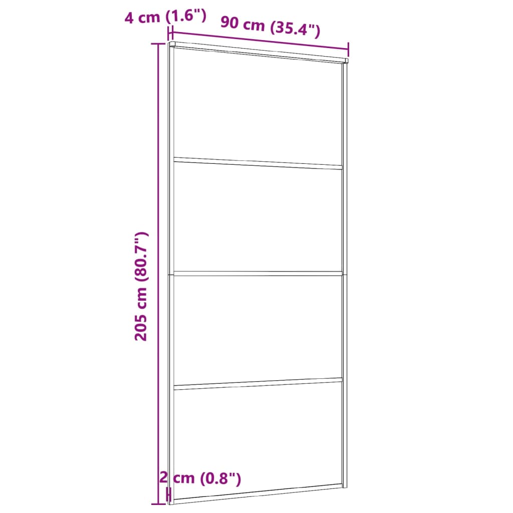 fekete alumínium és ESG üveg tolóajtó 90 x 205 cm