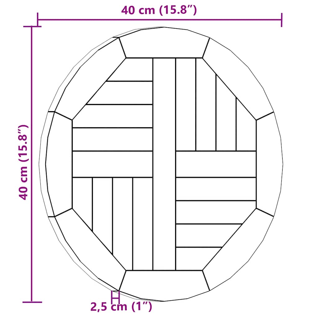 kerek tömör tíkfa asztallap 2,5 cm 40 cm