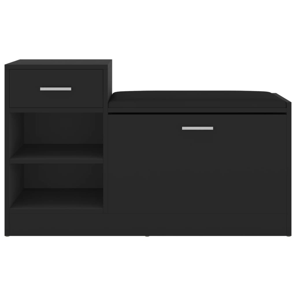 fekete szerelt fa cipőtároló pad 94,5 x 31 x 57 cm