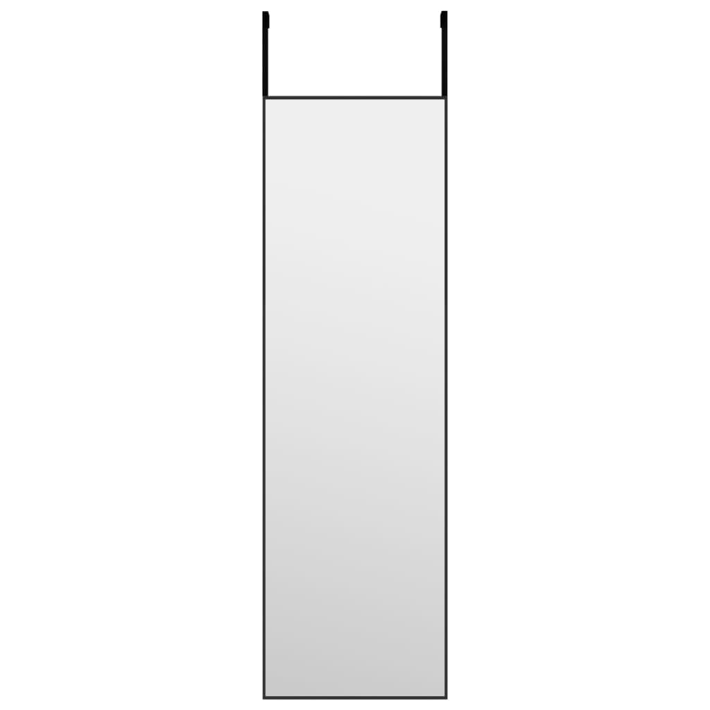 fekete üveg és alumínium ajtótükör 30x100 cm
